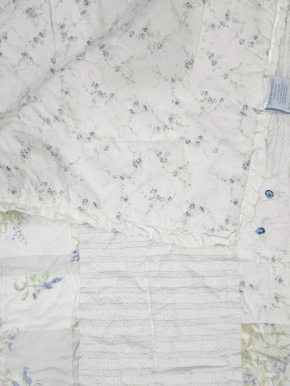 Simply Shabby Chic British Rose Rachel Ashwell KING Reversible Quilt Blue Floral